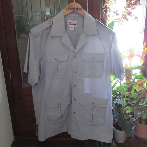 90s Vintage French Connection Men Button Down Shirt L Short Sleeves 4 Pockets - Picture 7 of 17